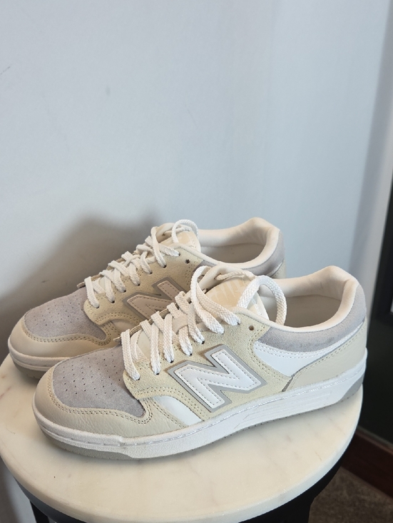 New Balance Shoes - New Balance 480 Suede & Leather Low-Top Sneakers In Rain Cloud / Linen Size 7W